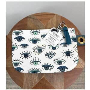 Danica Studio Zip Pouch Small Birdland Cotton Canvas Eye Print Makeup Bag Boho